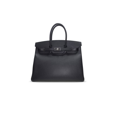 HERMES MASTER BIRKIN 35 EPSOM LEATHER BLACK BAG SILVER BUCKLE BAG BK303STGSS (35*28*18cm)